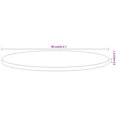 Pöytälevy Ø80x2,5 cm pyöreä täysi akasiapuu