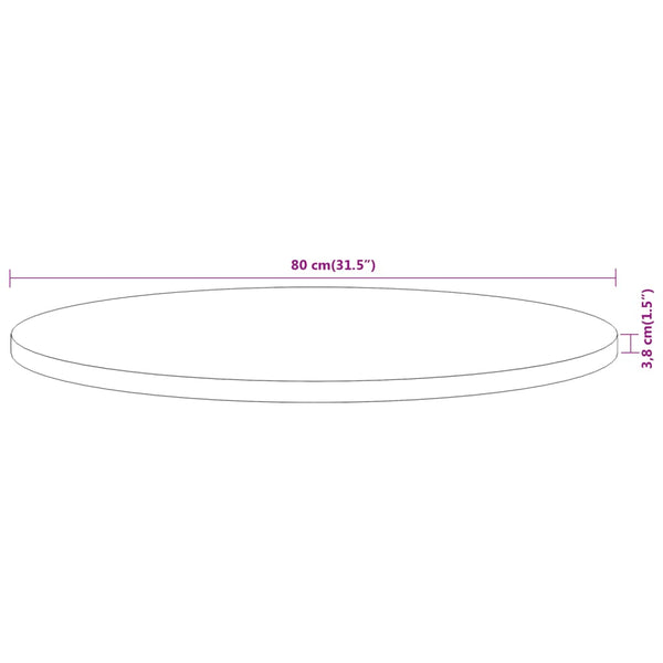 Pöytälevy Ø80x3,8 cm pyöreä täysi akasiapuu