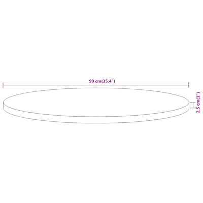 Pöytälevy Ø90x2,5 cm pyöreä täysi akasiapuu