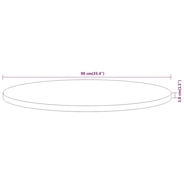 Pöytälevy Ø90x3,8 cm pyöreä täysi akasiapuu