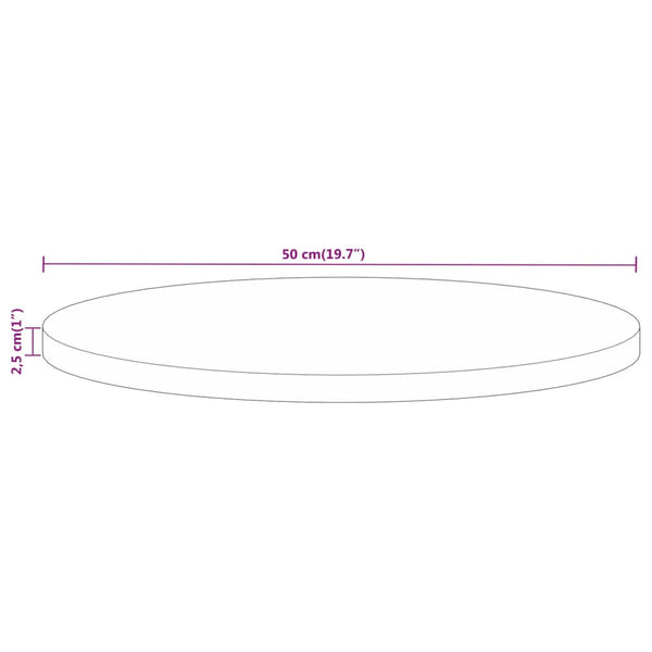 Pöytälevy Ø 50x2,5 cm pyöreä täysi mangopuu