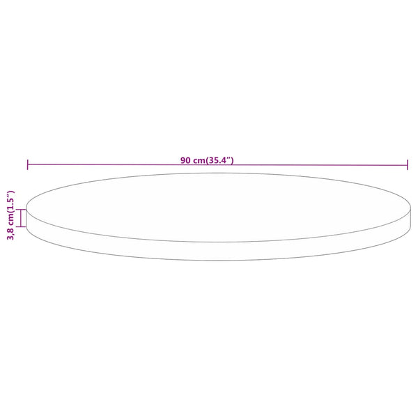 Pöytälevy Ø 90x3,8 cm pyöreä täysi mangopuu
