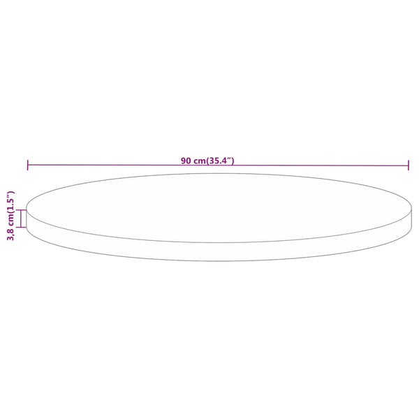 Pöytälevy Ø 90x3,8 cm pyöreä täysi mangopuu
