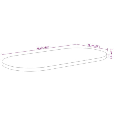 Pöytälevy 90x40x2,5 cm ovaali täysi akasiapuu