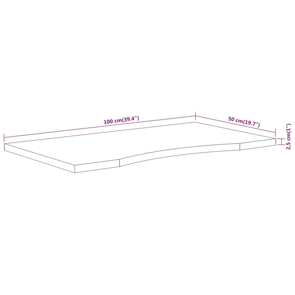 Työpöydän pöytälevy 100x50x2,5 cm suorakaide täysi akasiapuu