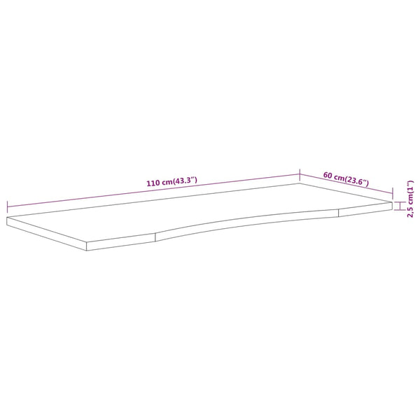Työpöydän pöytälevy 110x60x2,5 cm suorakaide täysi akasiapuu