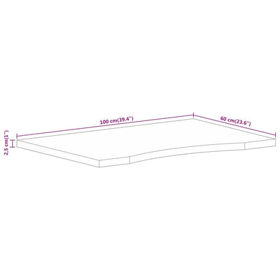 Pöytälevy kaarella 100x60x2,5 cm täysi karkea mangopuu