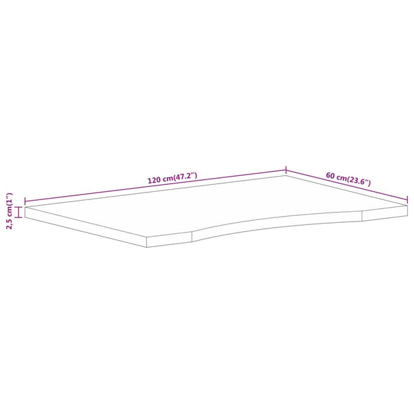 Pöytälevy kaarella Ardeth 120x60x2,5cm (karkea mangopuu)