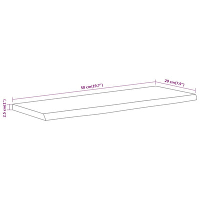 Seinähylly 50x20x2,5 cm suorakaide täysi akasiapuu elävä reuna