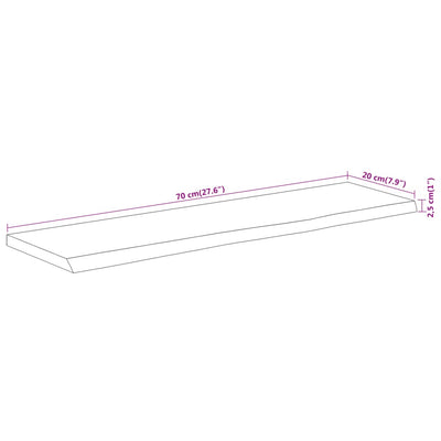 Seinähylly 70x20x2,5 cm suorakaide täysi akasiapuu elävä reuna