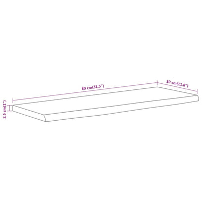 Seinähylly 80x30x2,5 cm suorakaide täysi akasiapuu elävä reuna