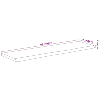 Seinähylly 110x30x2,5 cm suorakaide täysi akasiapuu elävä reuna