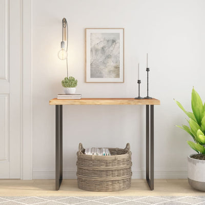 Pöytälevy 100x40x2,5 cm suorakaide täysi akasiapuu elävä reuna