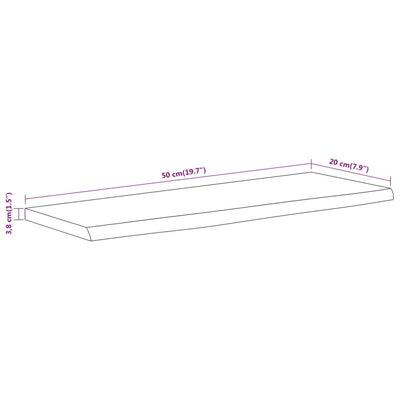 Seinähylly 50x20x3,8 cm suorakaide täysi akasiapuu elävä reuna