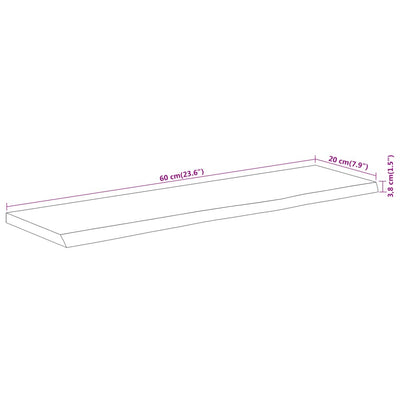 Seinähylly 60x20x3,8 cm suorakaide täysi akasiapuu elävä reuna