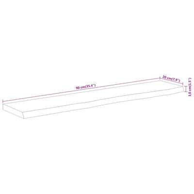 Seinähylly 90x20x3,8 cm suorakaide täysi akasiapuu elävä reuna