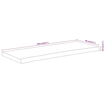 Pöytälevy 100x40x3,8 cm suorakaide täysi akasiapuu elävä reuna