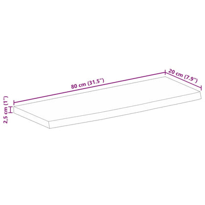 Pöytälevy 80x20x2,5 cm elävä reuna karkea täysi mangopuu