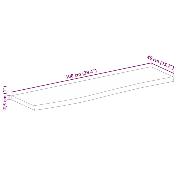 Pöytälevy elävä reuna 100x40x2,5 cm täysi mangopuu