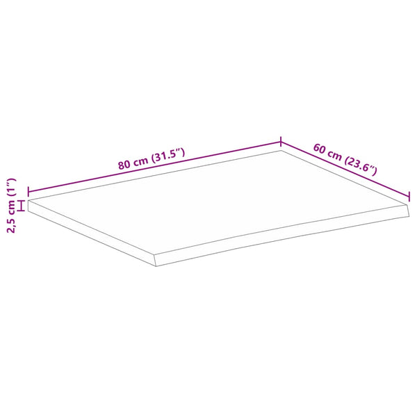 Pöytälevy elävä reuna 80x60x2,5 cm täysi mangopuu