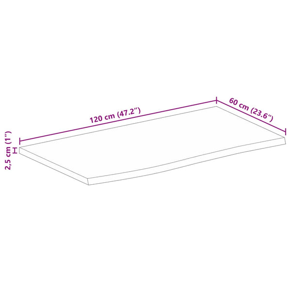 Pöytälevy elävä reuna 120x60x2,5 cm täysi mangopuu