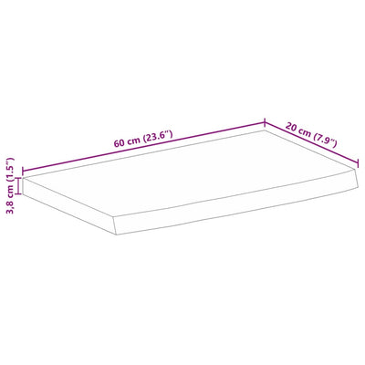 Pöytälevy elävä reuna 60x20x3,8 cm täysi mangopuu
