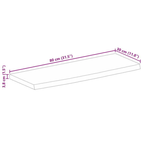 Pöytälevy elävä reuna 80x30x3,8 cm täysi mangopuu