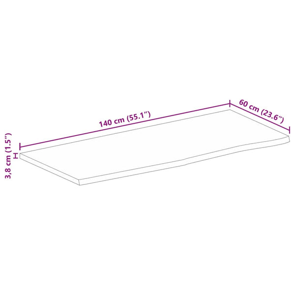 Pöytälevy elävä reuna 140x60x3,8 cm täysi mangopuu