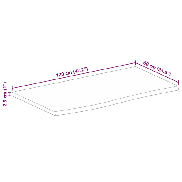 Pöytälevy elävä reuna 120x60x2,5 cm täysi mangopuu