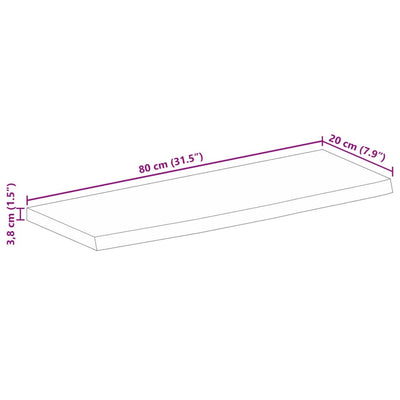 Pöytälevy elävä reuna 80x20x3,8 cm täysi mangopuu