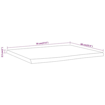 Pöytälevy 70x60x2,5 cm suorakaide täysi akasiapuu elävä reuna