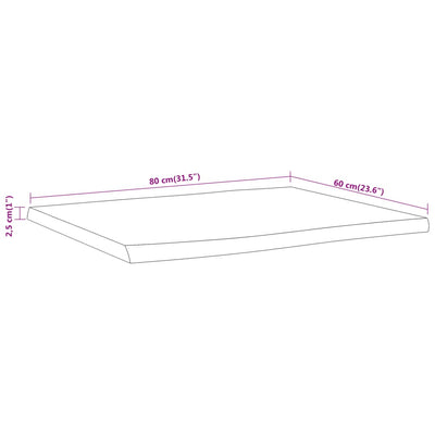 Pöytälevy 80x60x2,5 cm suorakaide täysi akasiapuu elävä reuna