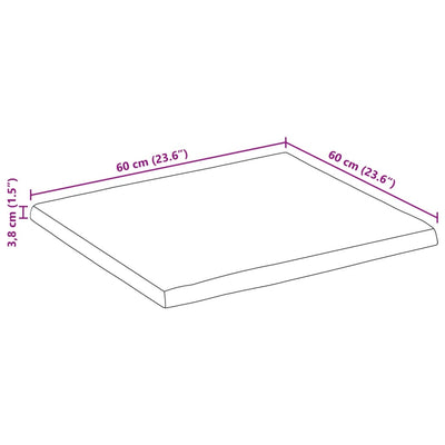 Pöytälevy 60x60x3,8 cm suorakaide täysi akasiapuu elävä reuna