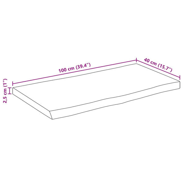 Pöytälevy elävä reuna Silas 100x40x2,5cm (karkea mangopuu)
