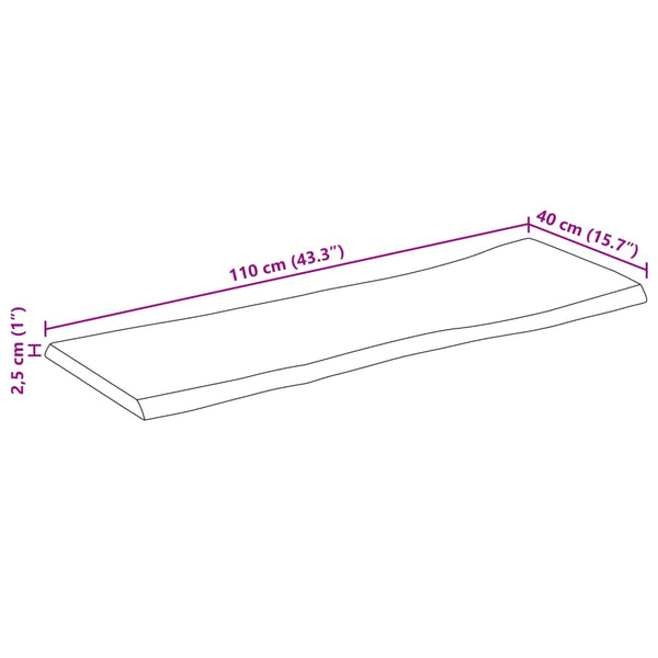 Pöytälevy elävä reuna Silas 110x40x2,5cm (karkea mangopuu)