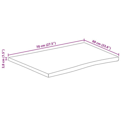 Pöytälevy elävä reuna 70x60x3,8 cm täysi karkea mangopuu