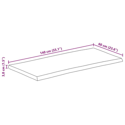 Pöytälevy elävä reuna Silas 140x60x3,8cm (karkea mangopuu)