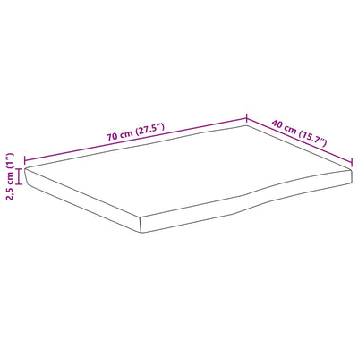 Pöytälevy 70x40x2,5 cm elävä reuna täysi mangopuu