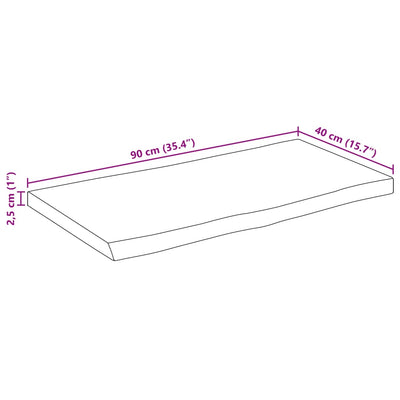 Pöytälevy 90x40x2,5 cm elävä reuna täysi mangopuu