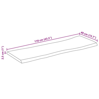 Pöytälevy 110x40x2,5 cm elävä reuna täysi mangopuu