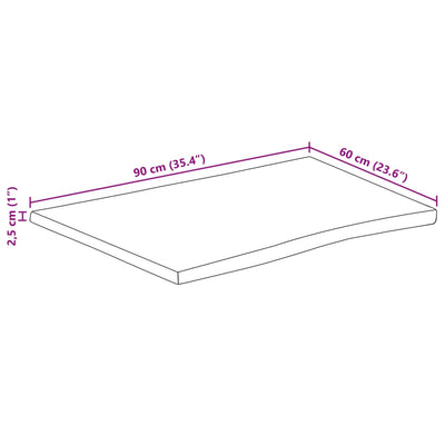 Pöytälevy 90x60x2,5 cm elävä reuna täysi mangopuu
