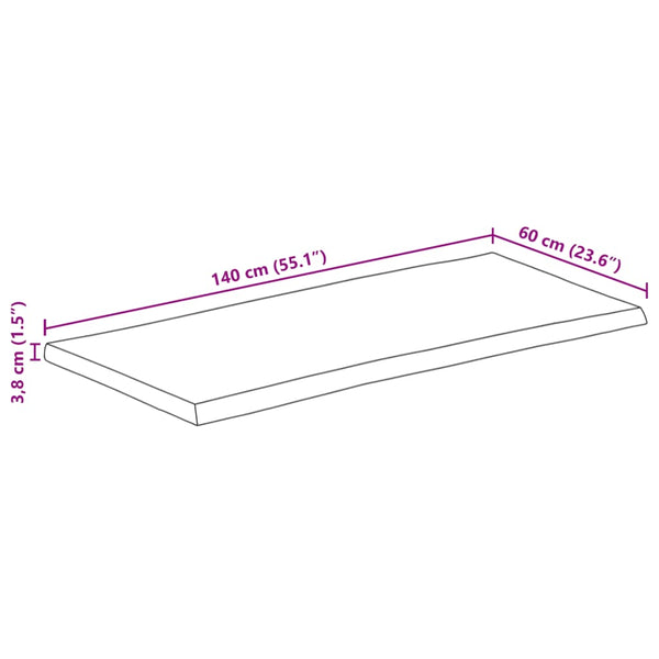 Pöytälevy 140x60x3,8 cm elävä reuna täysi mangopuu