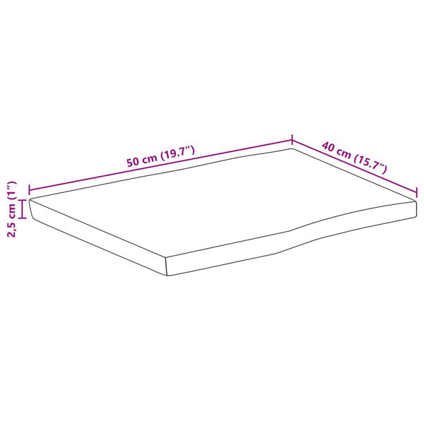 Pöytälevy 50x40x2,5 cm elävä reuna täysi mangopuu