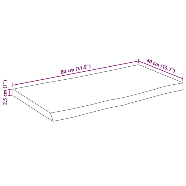 Pöytälevy 80x40x2,5 cm elävä reuna täysi mangopuu