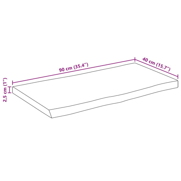 Pöytälevy 90x40x2,5 cm elävä reuna täysi mangopuu
