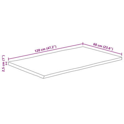 Pöytälevy 120x60x2,5 cm elävä reuna täysi mangopuu