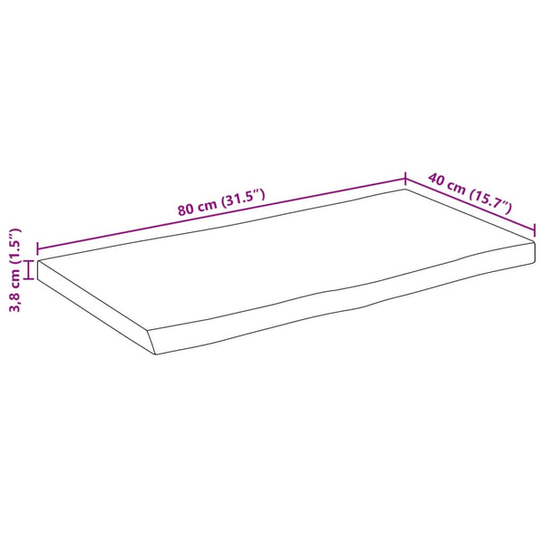 Pöytälevy 80x40x3,8 cm elävä reuna täysi mangopuu