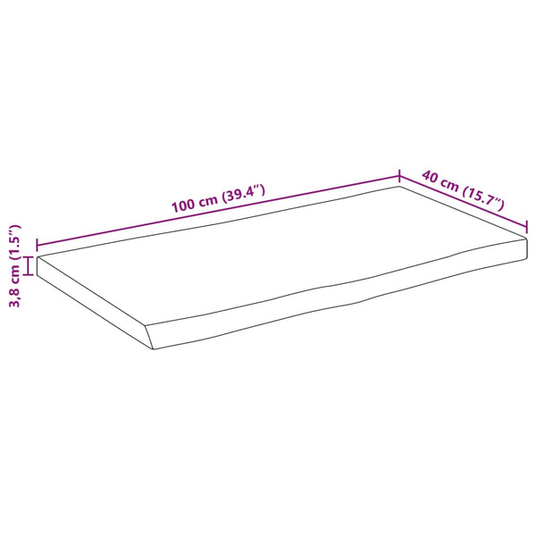 Pöytälevy 100x40x3,8 cm elävä reuna täysi mangopuu