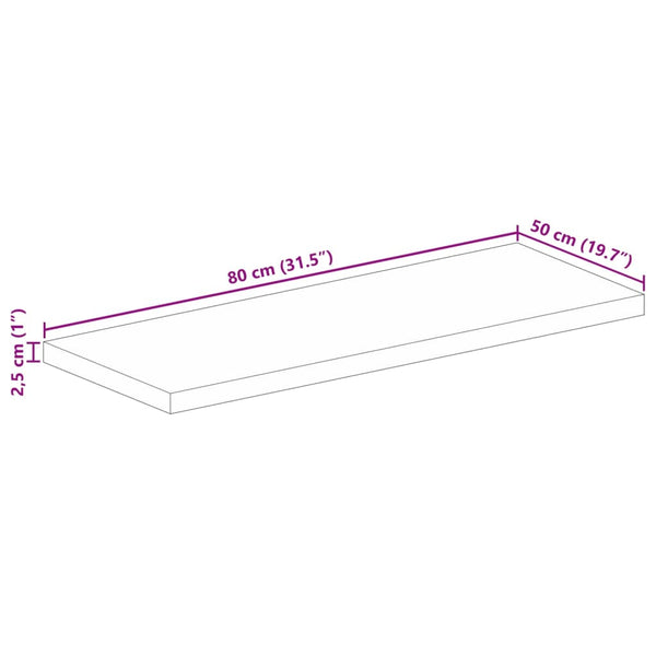 Pöytälevy 80x50x2,5 cm suorakaide täysi akasiapuu