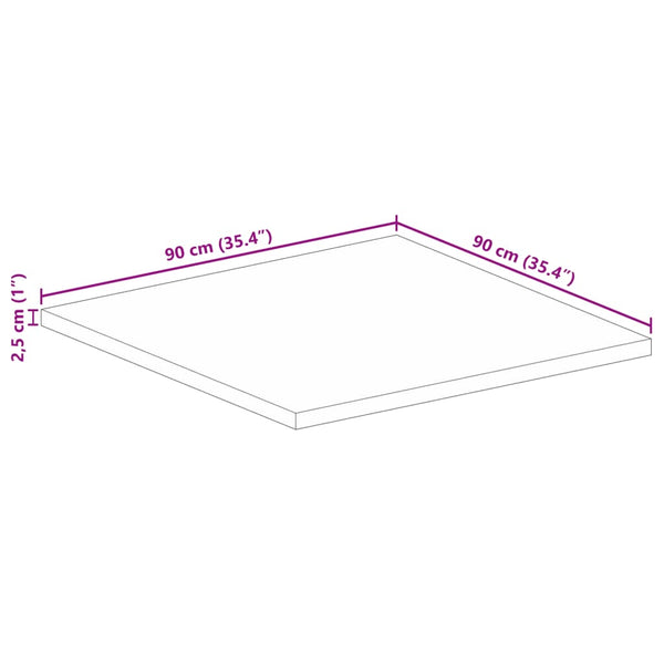 Pöytälevy 90x90x2,5 cm neliö täysi akasiapuu